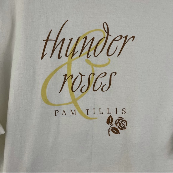 Vintage 2001 White Signed Pam Tillis Thunder & Roses Graphic Band Tee - Picture 11 of 12
